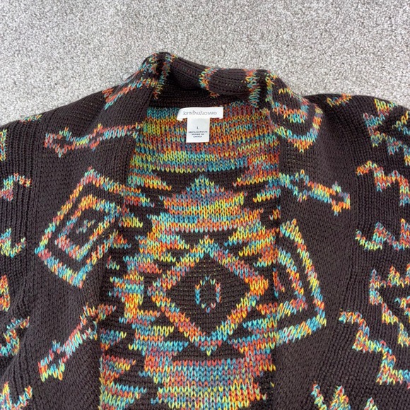 Uniform John Paul Richard Sweaters - John Paul Richard Women L Brown Aztec‎ Southwestern Open Front Knit Vest Boho